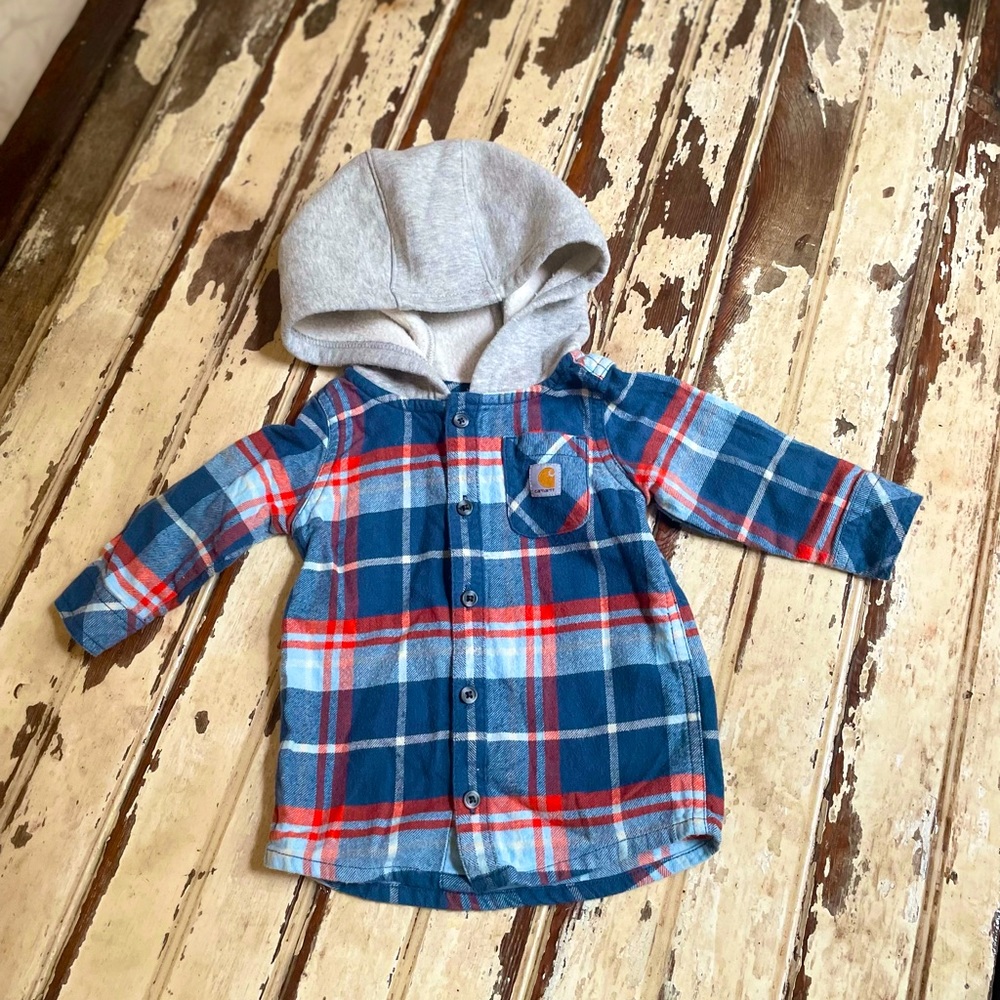 Carhartt Baby Boys Blue And Orange Flannel